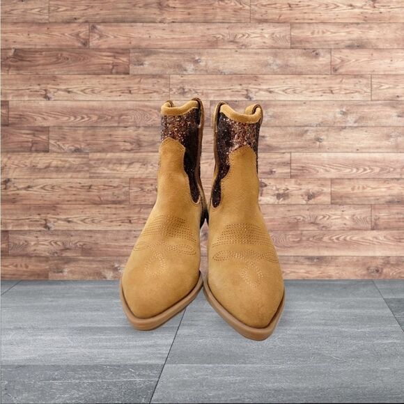 New DOLCE VITA Shreya Glitter Suede Cowboy Boots SZ 7 - Picture 6 of 8